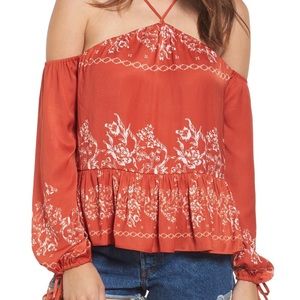 Tularosa Syrah Cold Shoulder Floral Blouse